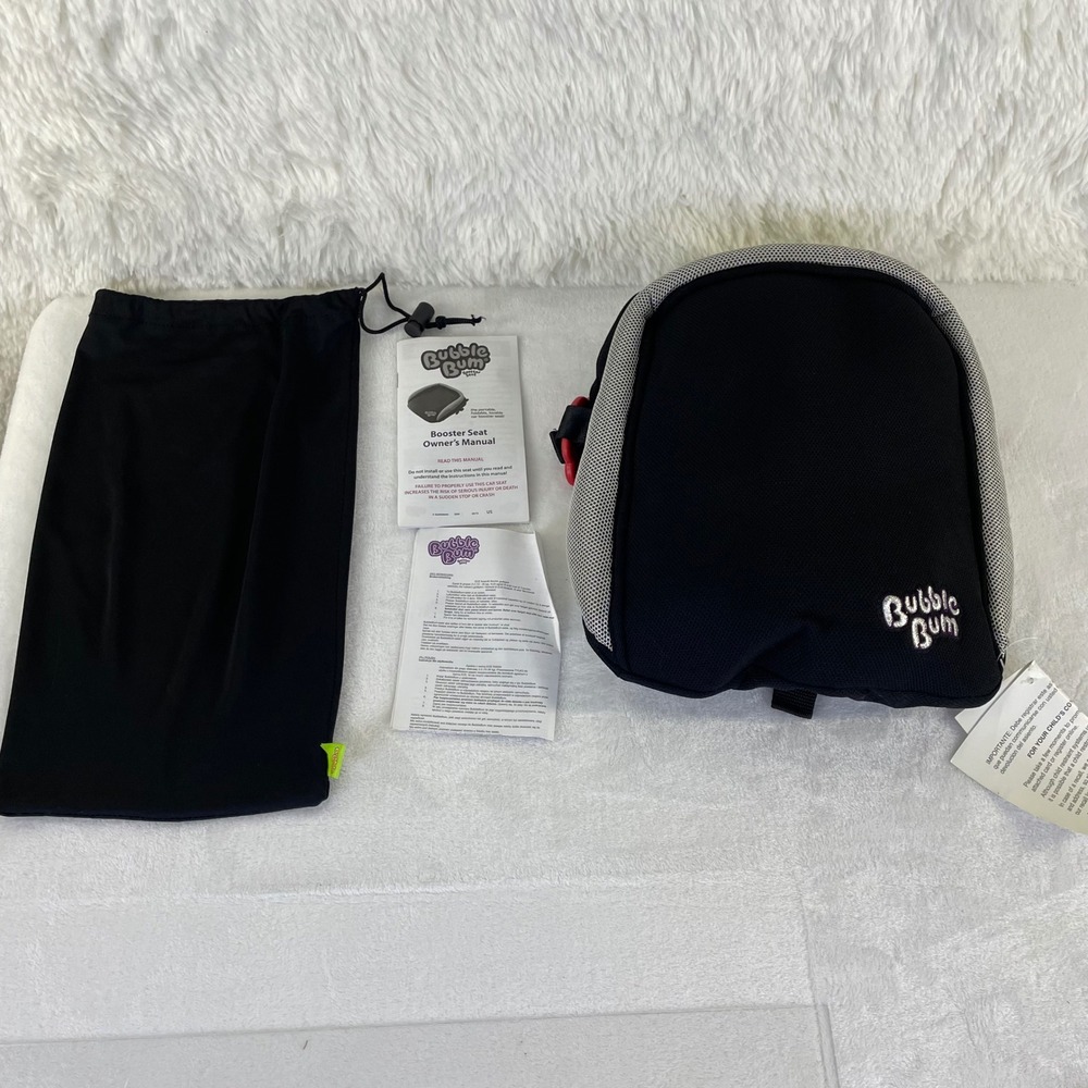 BubbleBum Inflatable Backless Booster Car Seat Black Silver Travel Portable